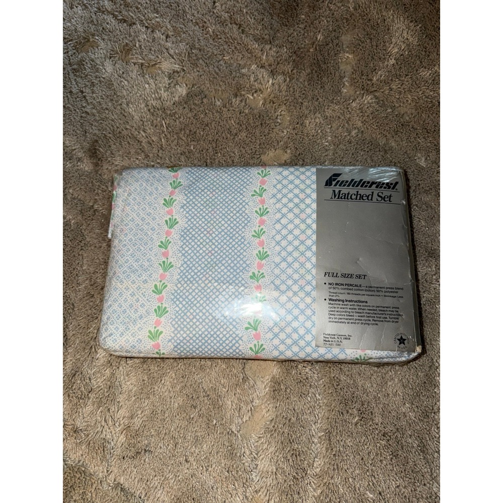 Fieldcrest Vintage Floral Sheet Set Full Size Blue